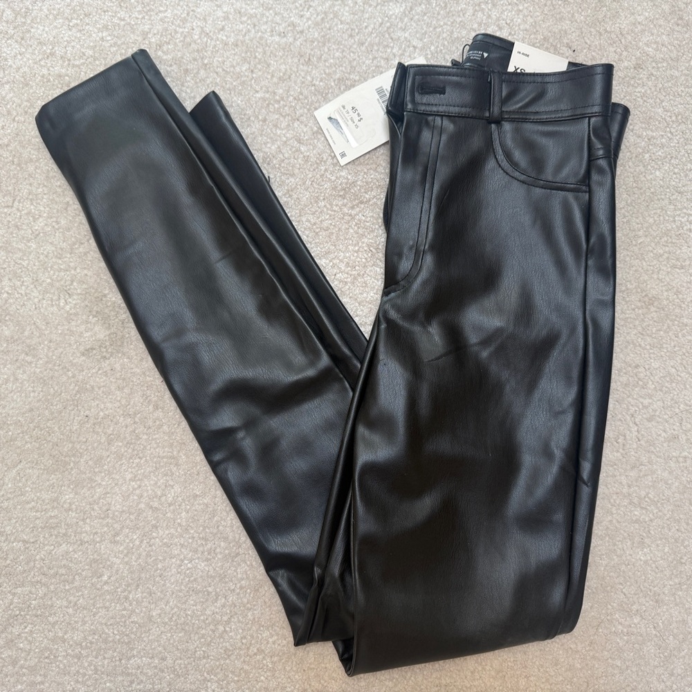 Zara Black Faux Leather Skinny Pants